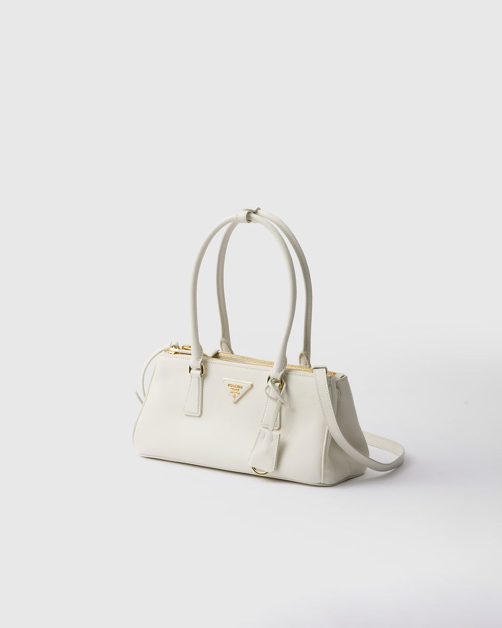 Thumbnail: Prada Galleria medium elongated bag in white calfskin – view 3