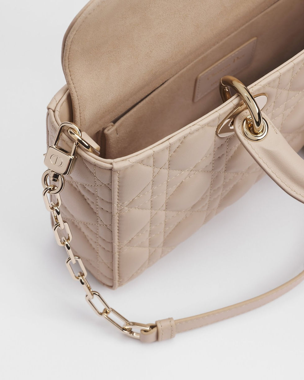 Thumbnail: Dior Medium Lady D-Joy bag in powder beige Cannage lambskin – view 4