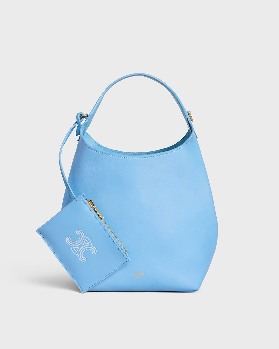 Celine Small Hobo bag in sky blue supple smooth calfskin – front view
