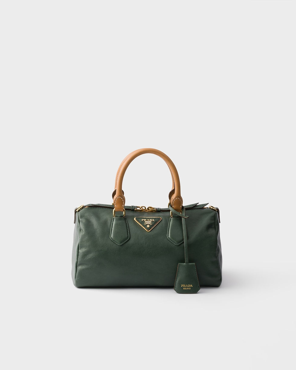 Thumbnail: Prada Evasion small top-handle bag in sage green leather – front view