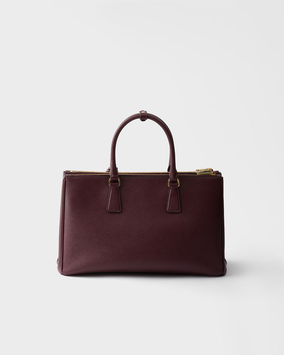 Thumbnail: Prada Galleria large elongated bag in burgundy Saffiano leather – view 4
