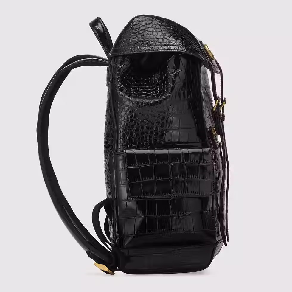 Thumbnail: Gucci crocodile backpack, detail of side cargo pockets