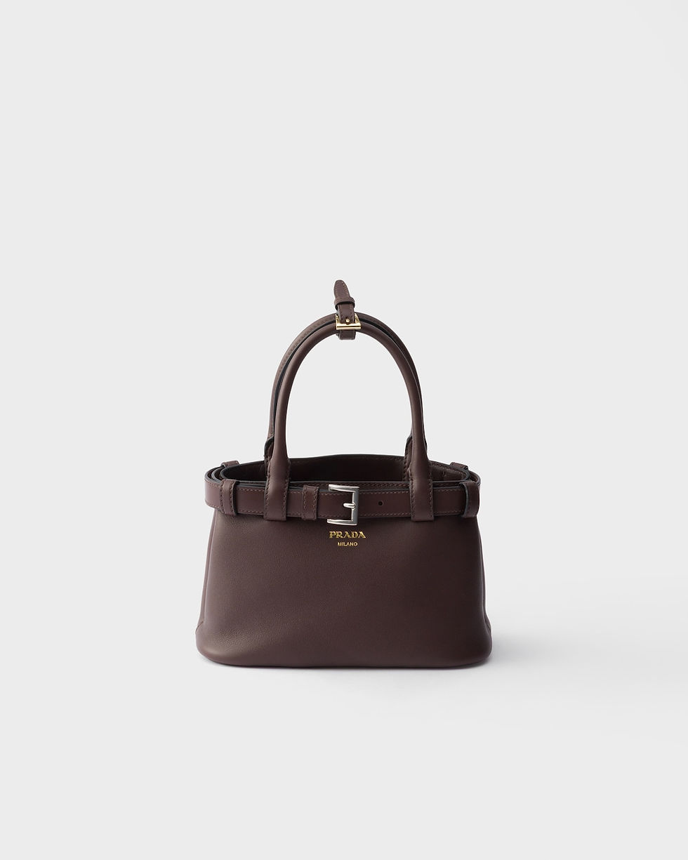 Prada Buckle small bag with belt in briarwood leather – front view