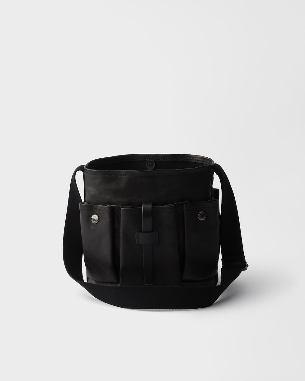 Thumbnail: Prada Route mini bucket bag in black buffalo leather – view 4