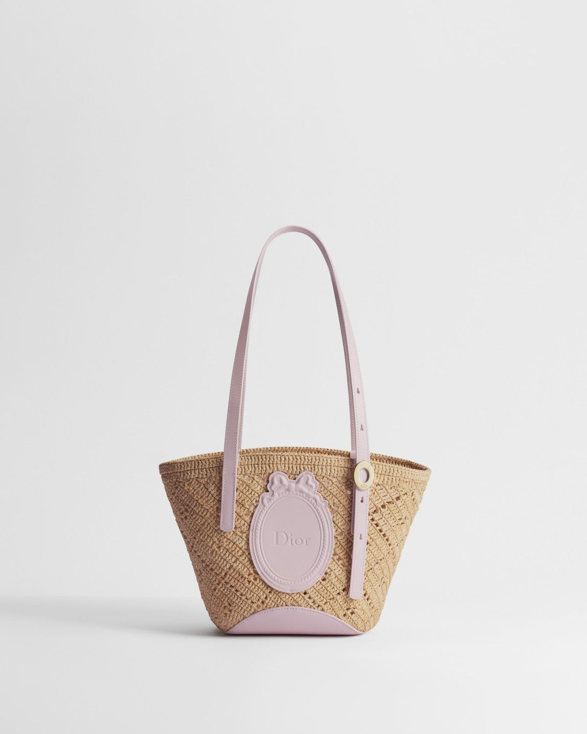 Dior Dioriviera Mini Blooming bag in beige openwork raffia – front view