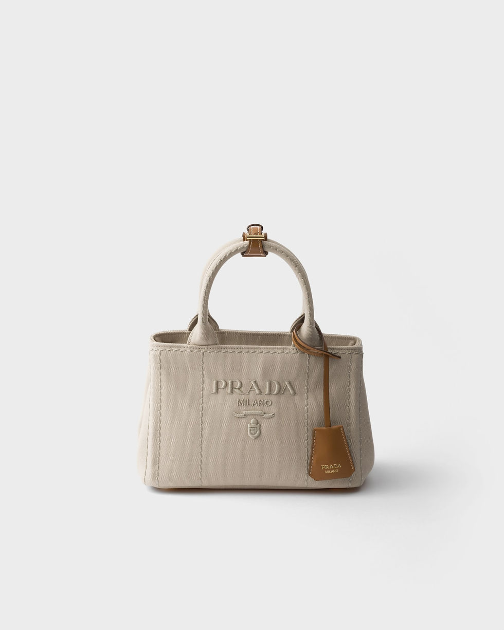 Prada Jardinière mini bag in natural cotton canvas – front view