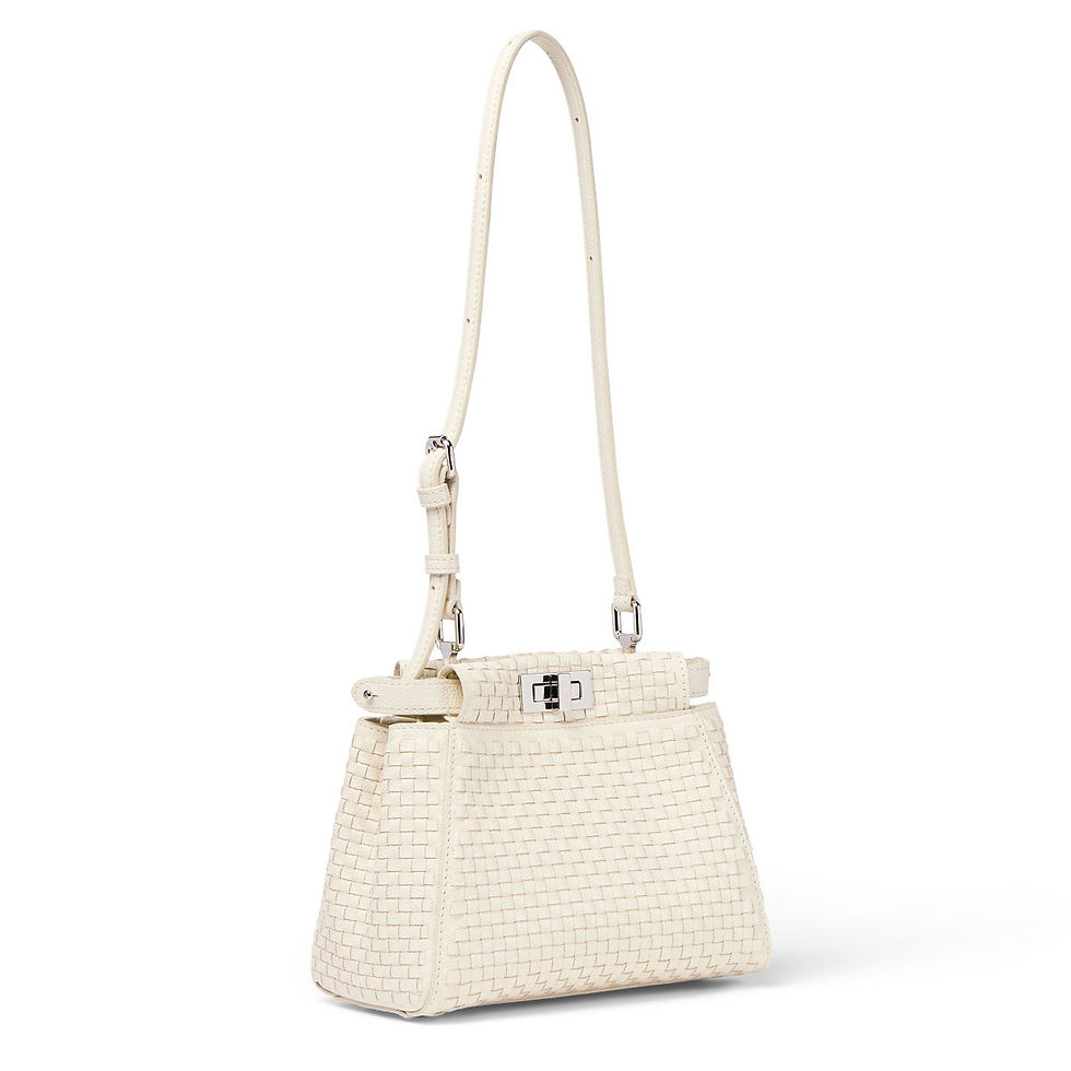 Fendi My Peekaboo XS bag in parchment woven calfskin – view 2