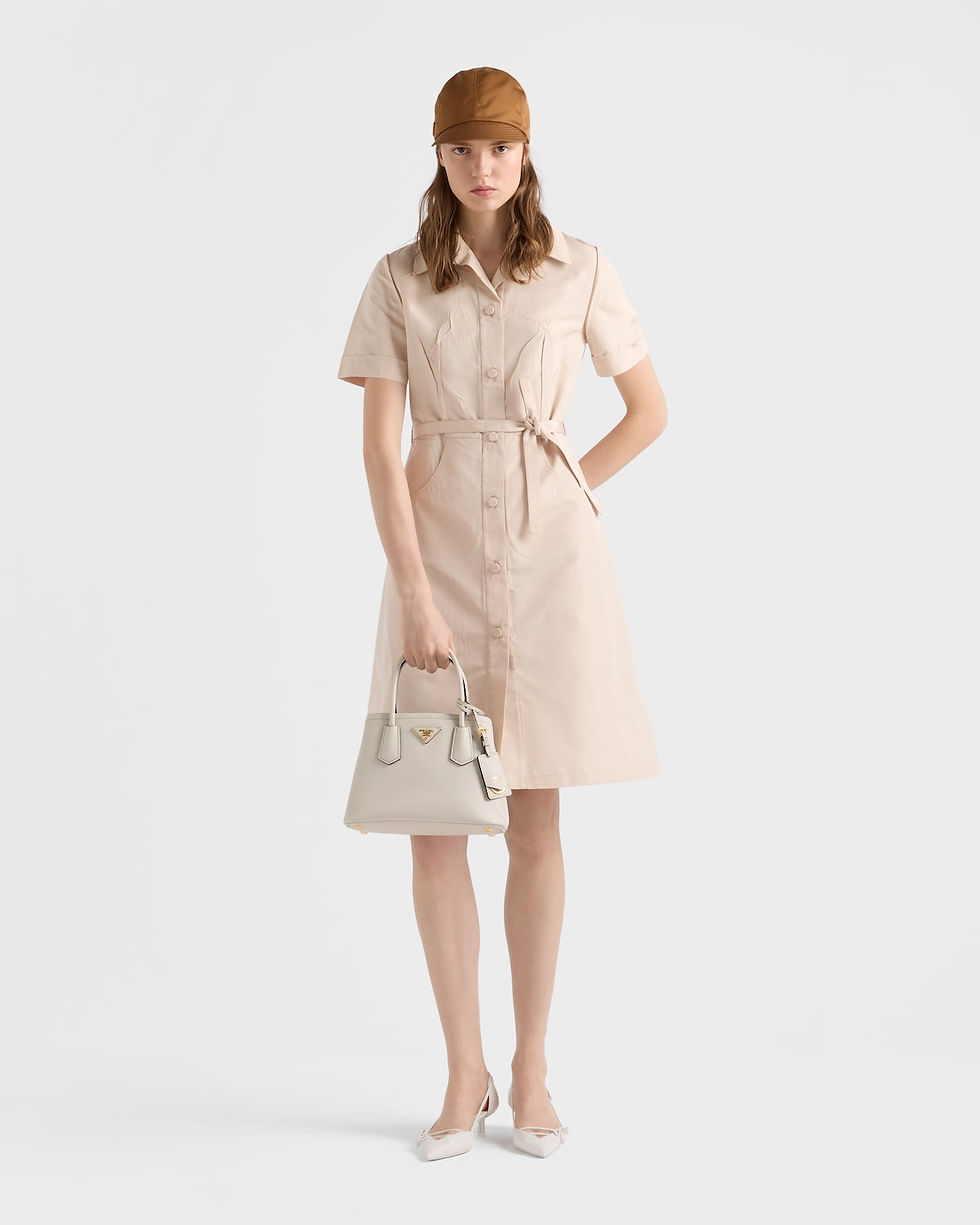 Prada Double small bag in chalk white and black Saffiano leather – view 2