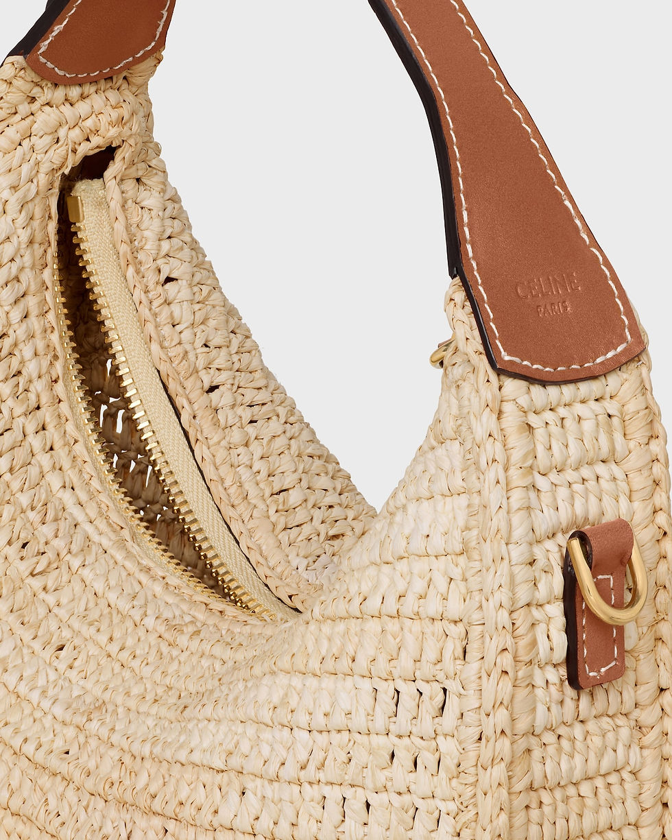 Thumbnail: Celine Teen Lulu bag in natural/tan raffia and calfskin – view 4