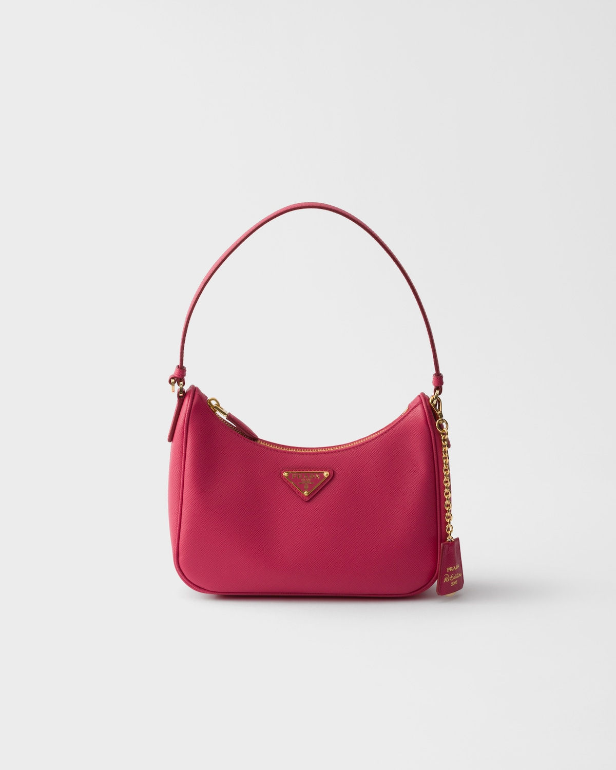 Prada Re-Edition 2005 mini bag in peony pink Saffiano leather – front view