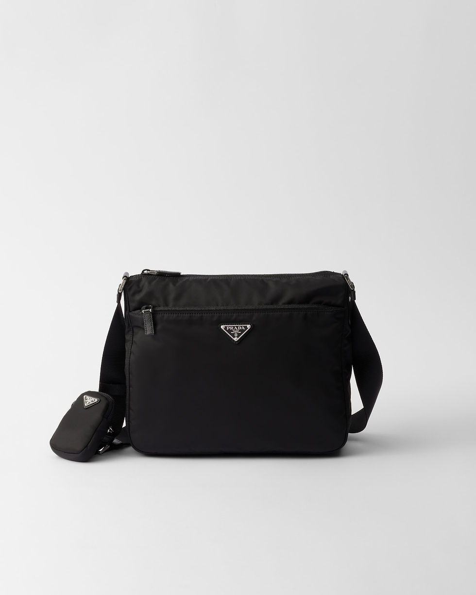 Prada multi-pocket shoulder bag in black Re-Nylon – front view