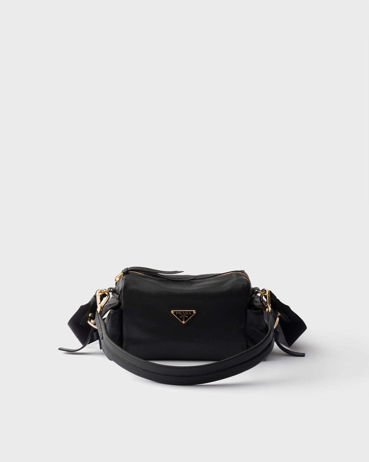 Prada Explore small bag in black nappa leather – front view