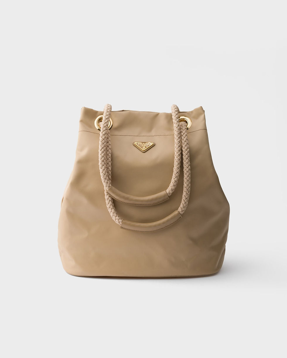 Prada Mariner large bucket bag in camel brown Re-Nylon – front view