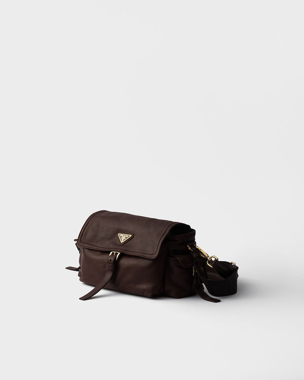 Prada Explore medium shoulder bag with flap in sienna nappa leather – view 2