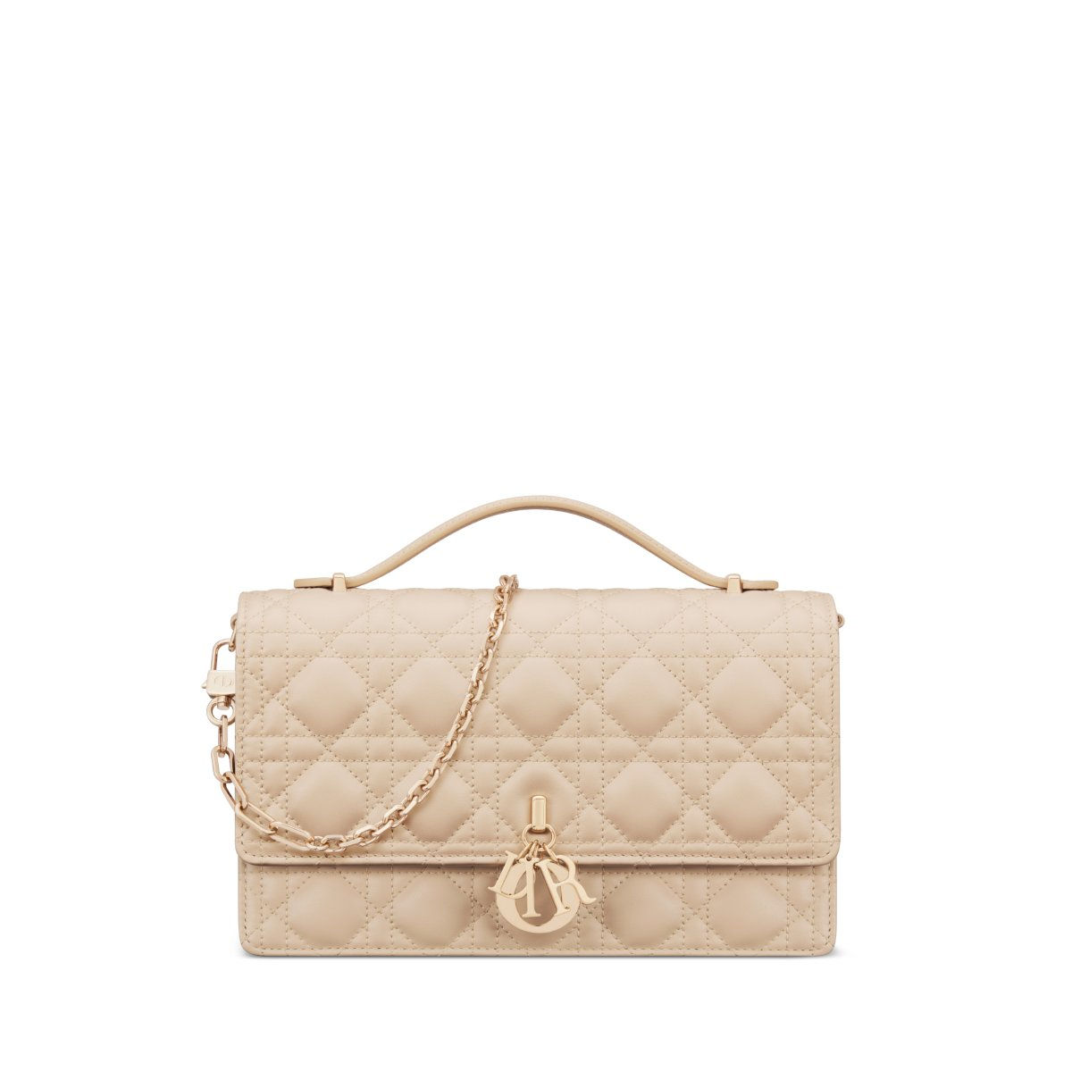 Dior My Dior Top Handle Bag in Powder Beige Cannage Lambskin – front view