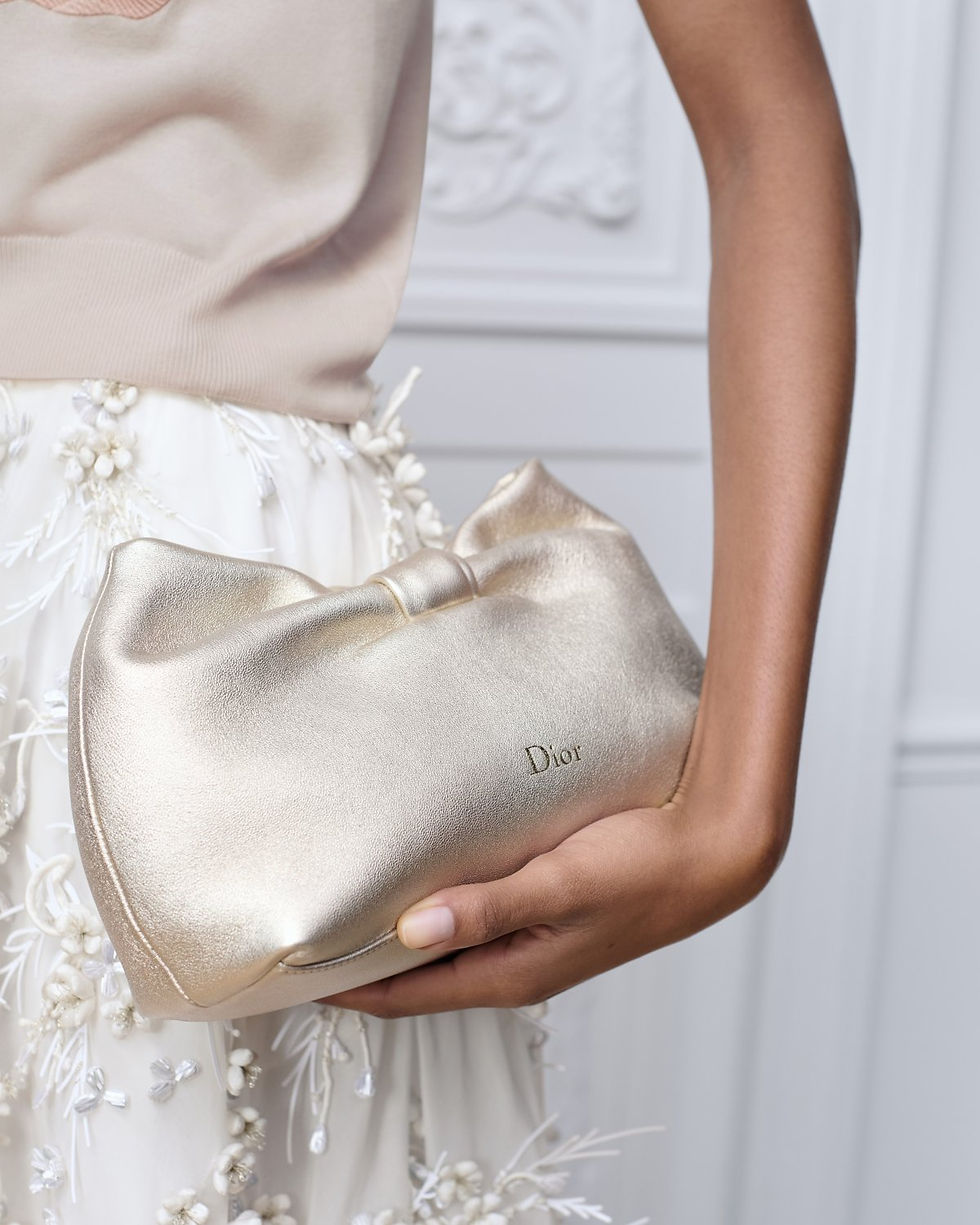 Dior Or Small Bow Bag in Gold Laminated Lambskin – view 2