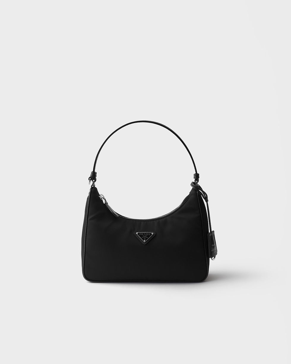 Prada Re-Edition 2005 Re-Nylon and Saffiano leather mini bag in black – front view