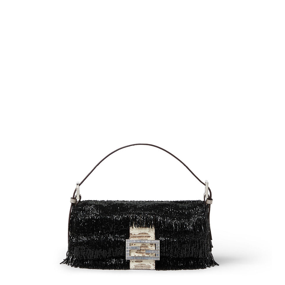 Fendi Baguette 26424 bag in black beaded fringe embroidery – front view