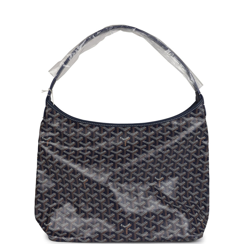 Thumbnail: Goyard Boheme hobo bag in Navy Blue Goyardine, rear view showing the plain canvas back