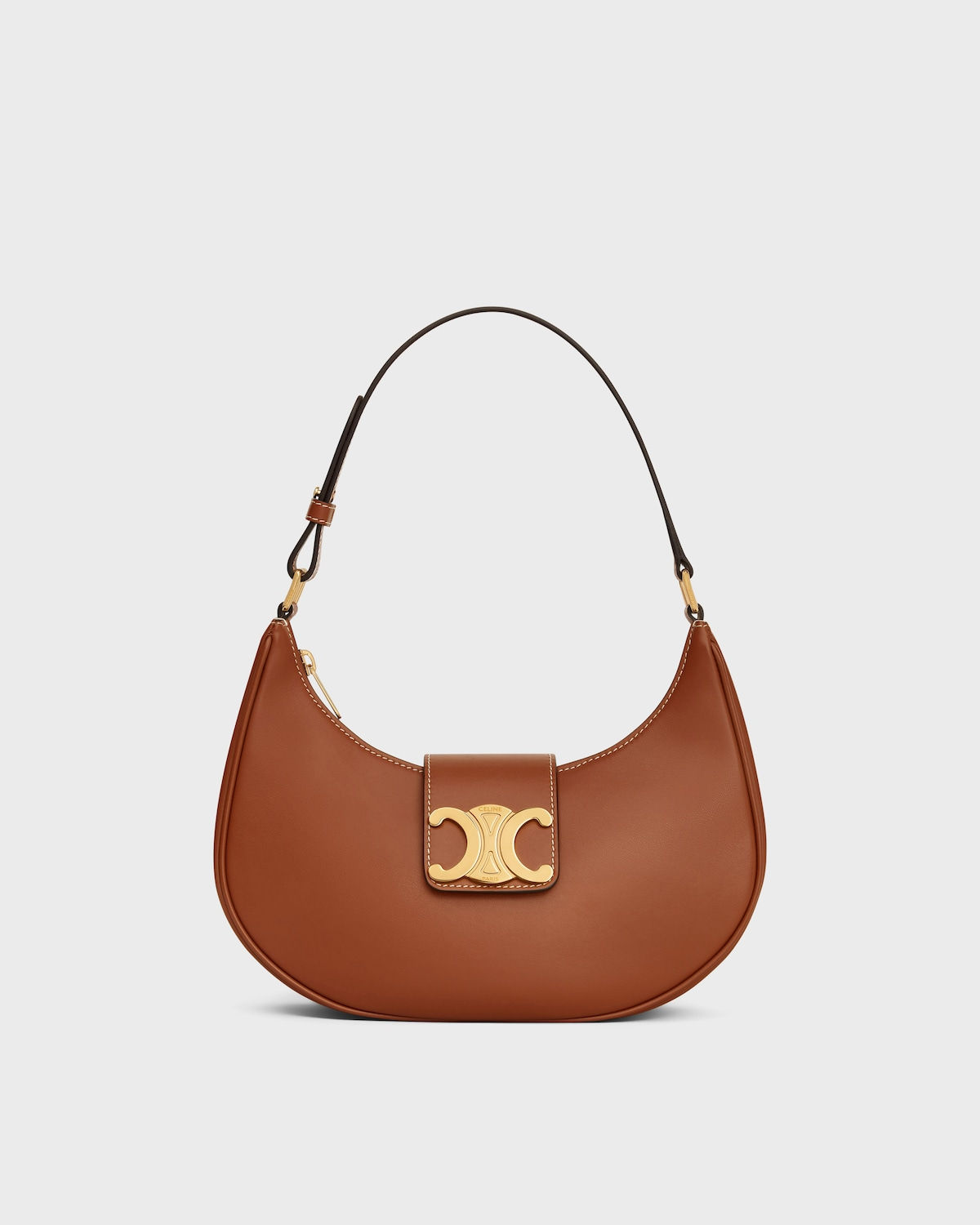 Celine Medium Ava Triomphe bag in tan smooth calfskin – front view