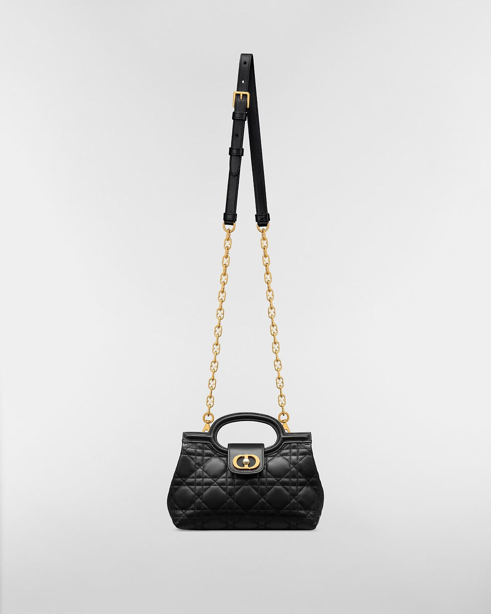 Dior Mini Jolie Top Handle Bag in black Cannage lambskin – view 2