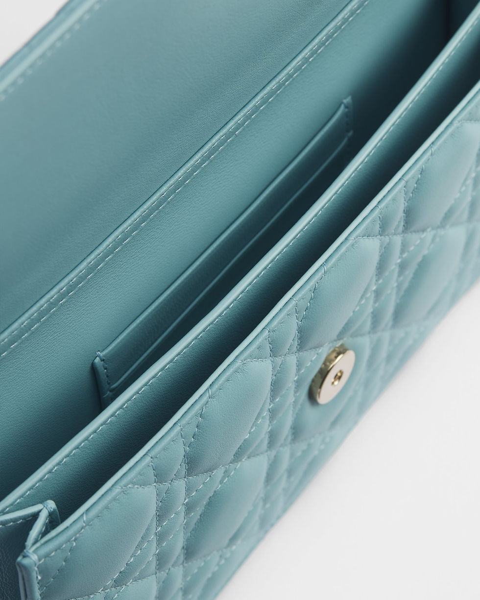 Dior My Dior Mini Bag with Bow in Tourmaline Blue Cannage Lambskin – view 2