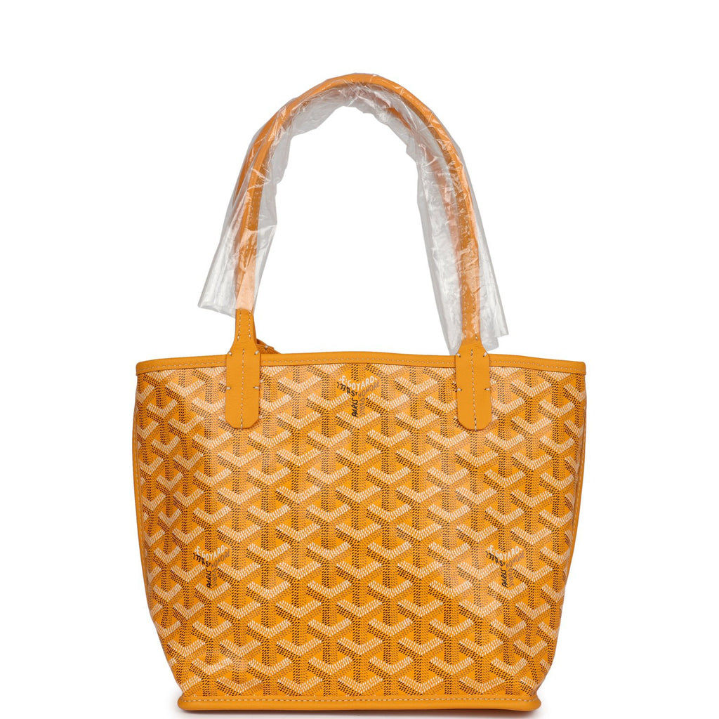Goyard Anjou Mini bag in Yellow Goyardine canvas, front view