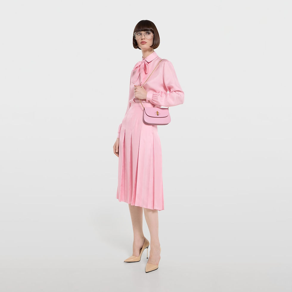Thumbnail: Gucci Bamboo clutch - light pink leather