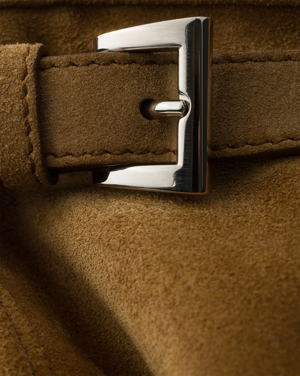 Thumbnail: Prada Bonnie tote bag in cinnamon suede – detail