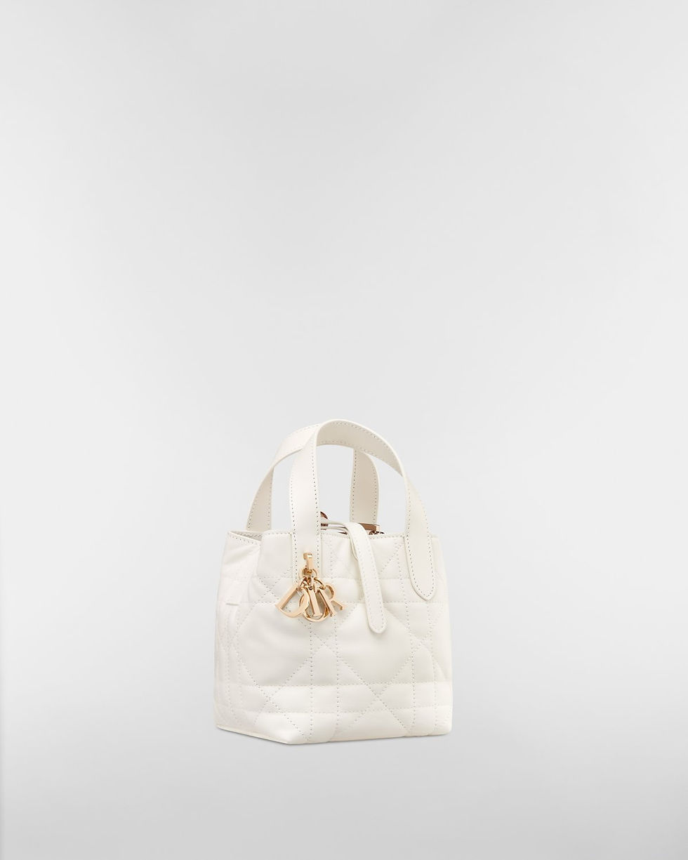 Dior Nano Toujours vertical tote in latte Macrocannage calfskin – front view