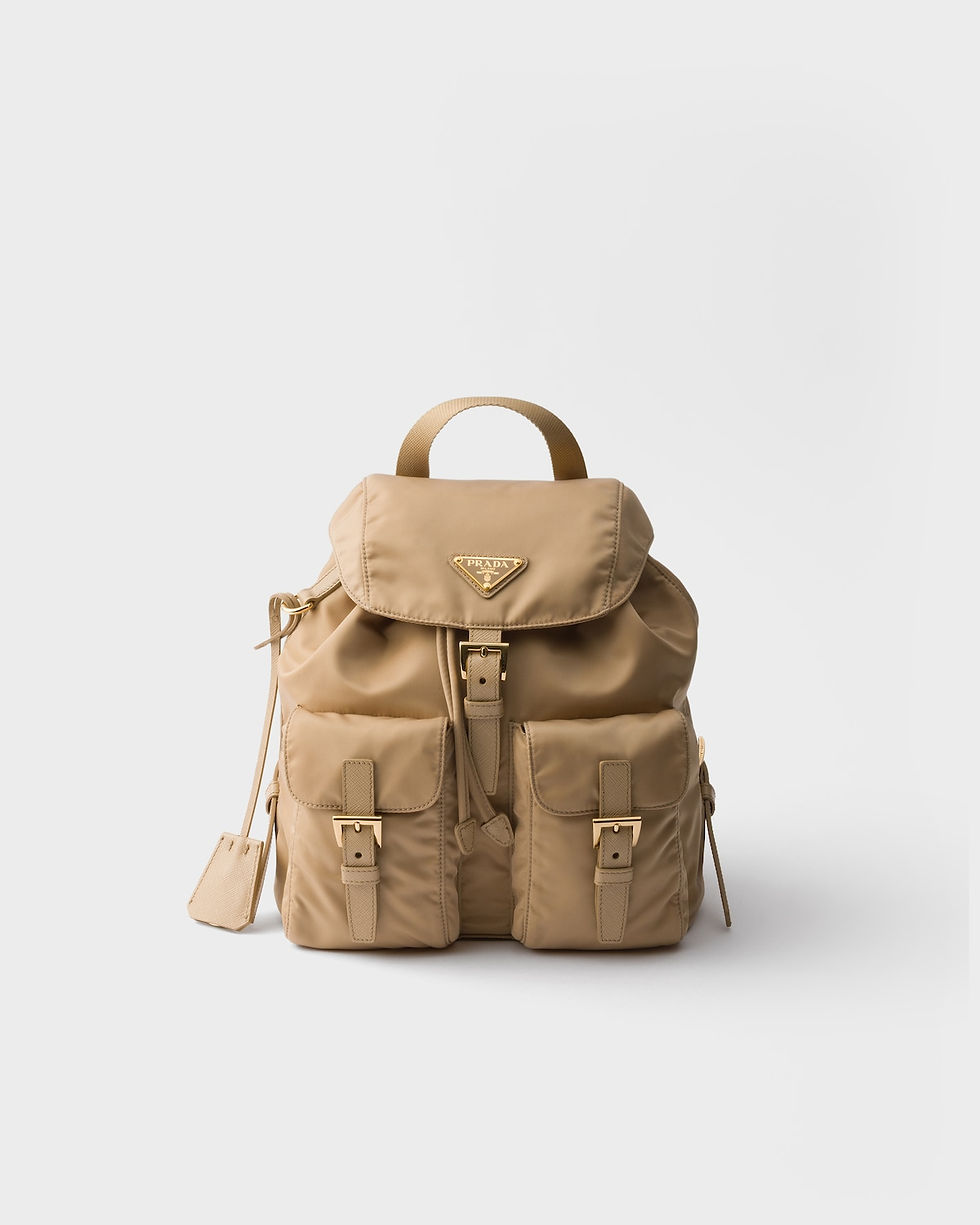 Prada Re-Edition 1978 small backpack in camel Re-Nylon – front view