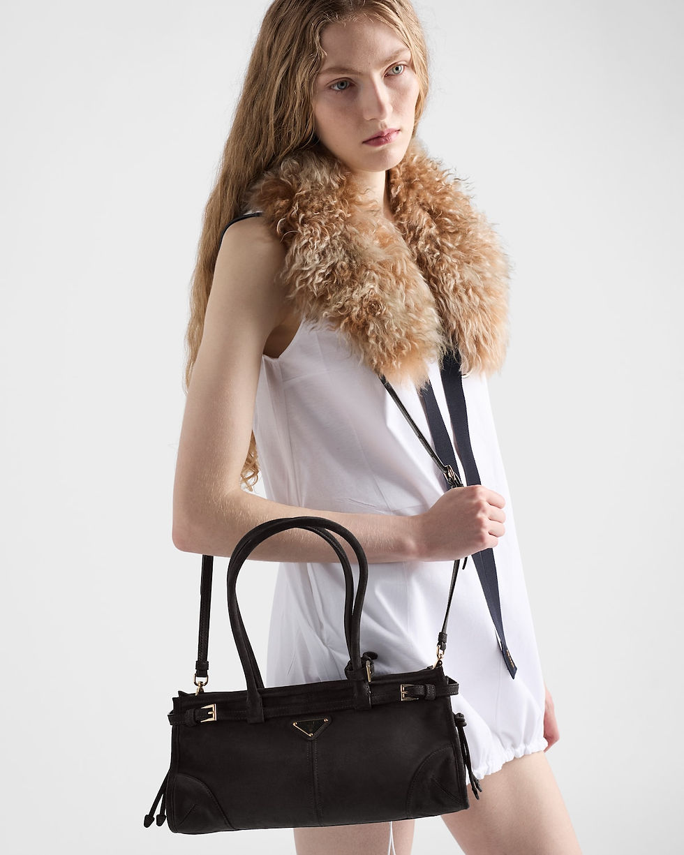 Thumbnail: Prada Bonnie Medium bag in anthracite gray suede – view 9