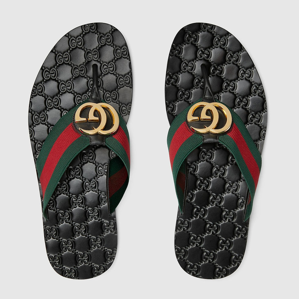 Thumbnail: Gucci Men's Riviera thong sandal - green and red elastic strap