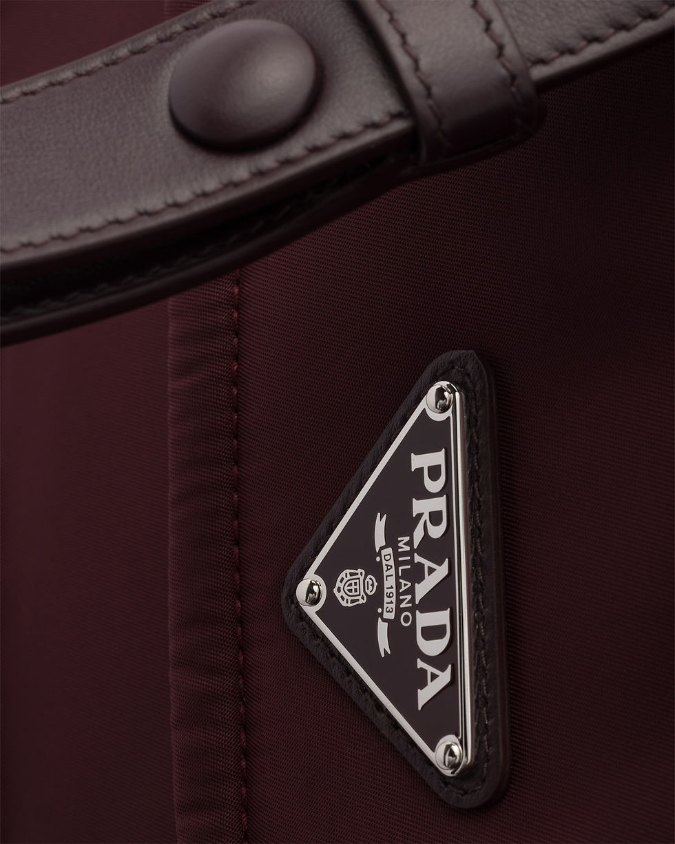 Prada Traveller small shoulder bag in burgundy padded Re-Nylon – view 2