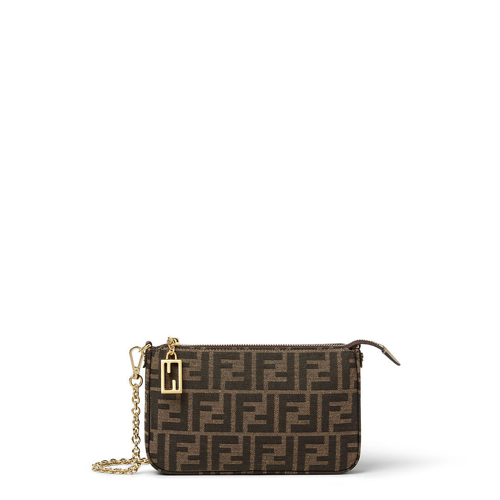 Fendi Tube Pouch in brown and tobacco FF jacquard – front view