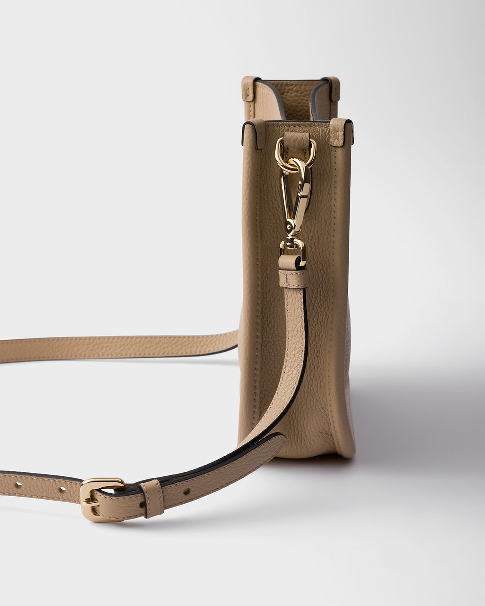 Thumbnail: Prada mini flap shoulder bag in beige sable calfskin – view 5