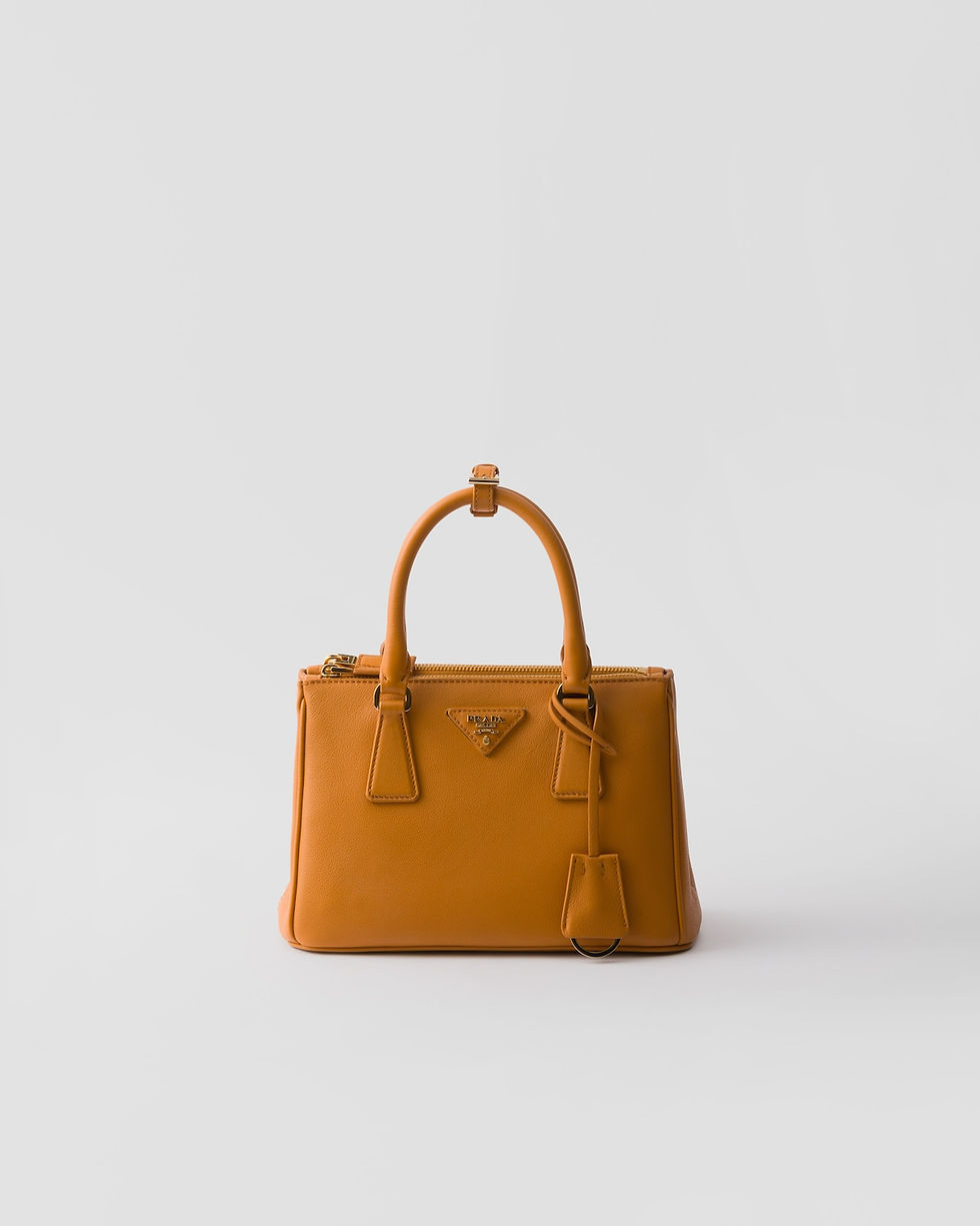 Prada Galleria small bag in amber leather – front view