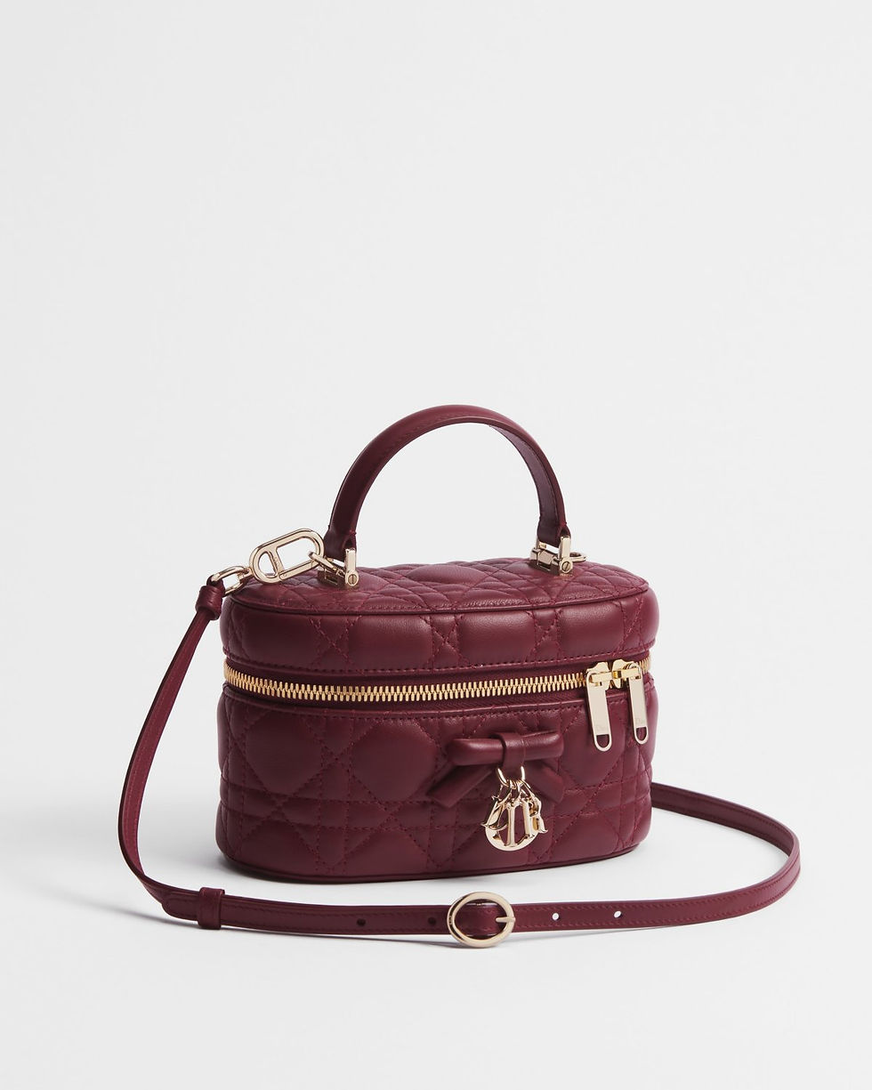 Thumbnail: Dior Mini Vanity Case in rouge Hermitage Cannage lambskin – view 3