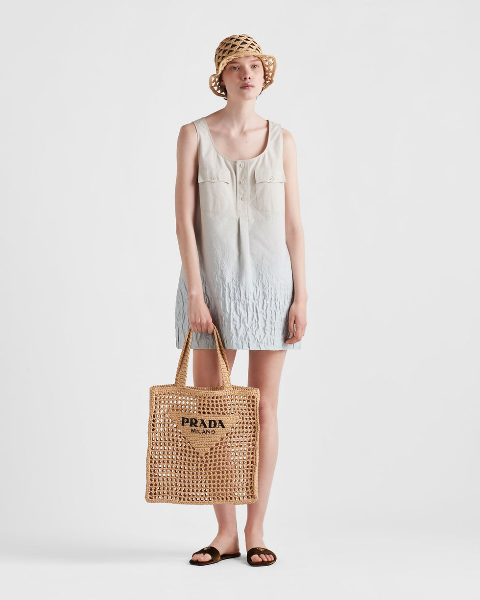 Prada crochet tote bag in natural raffia-effect viscose – view 2