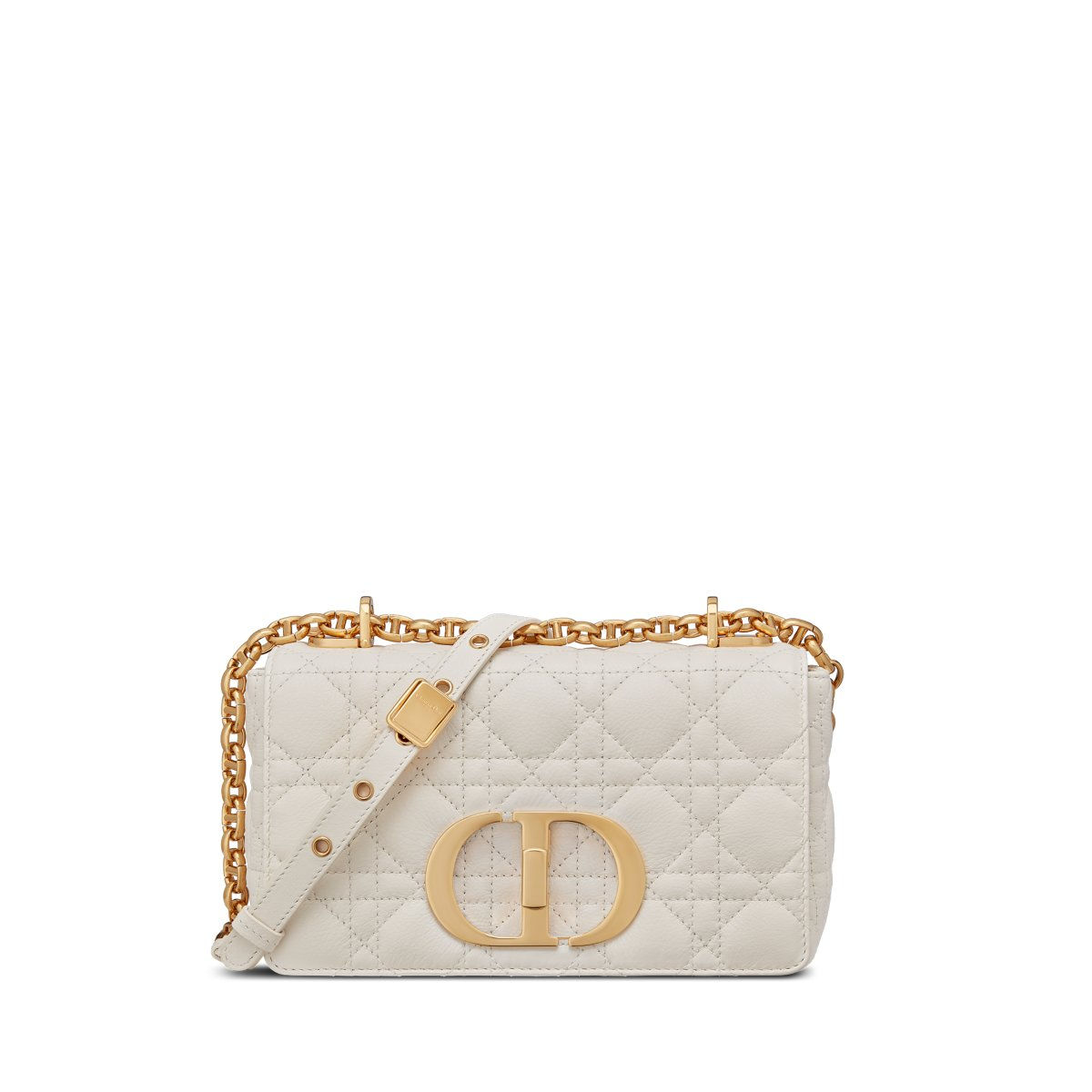 Dior Small Caro Bag in ivory Cannage calfskin – front view