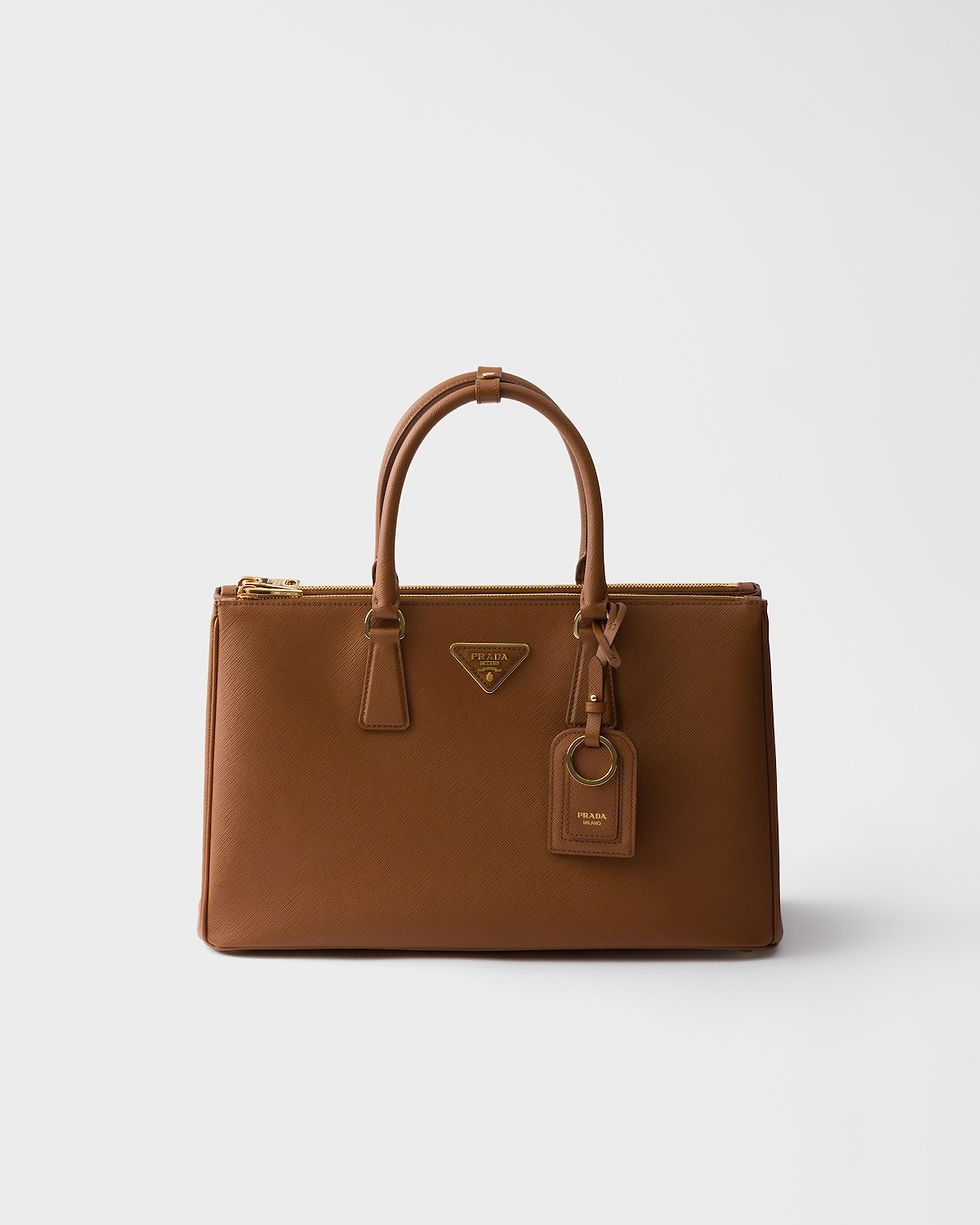 Thumbnail: Prada Galleria large elongated bag in cognac Saffiano leather – front view