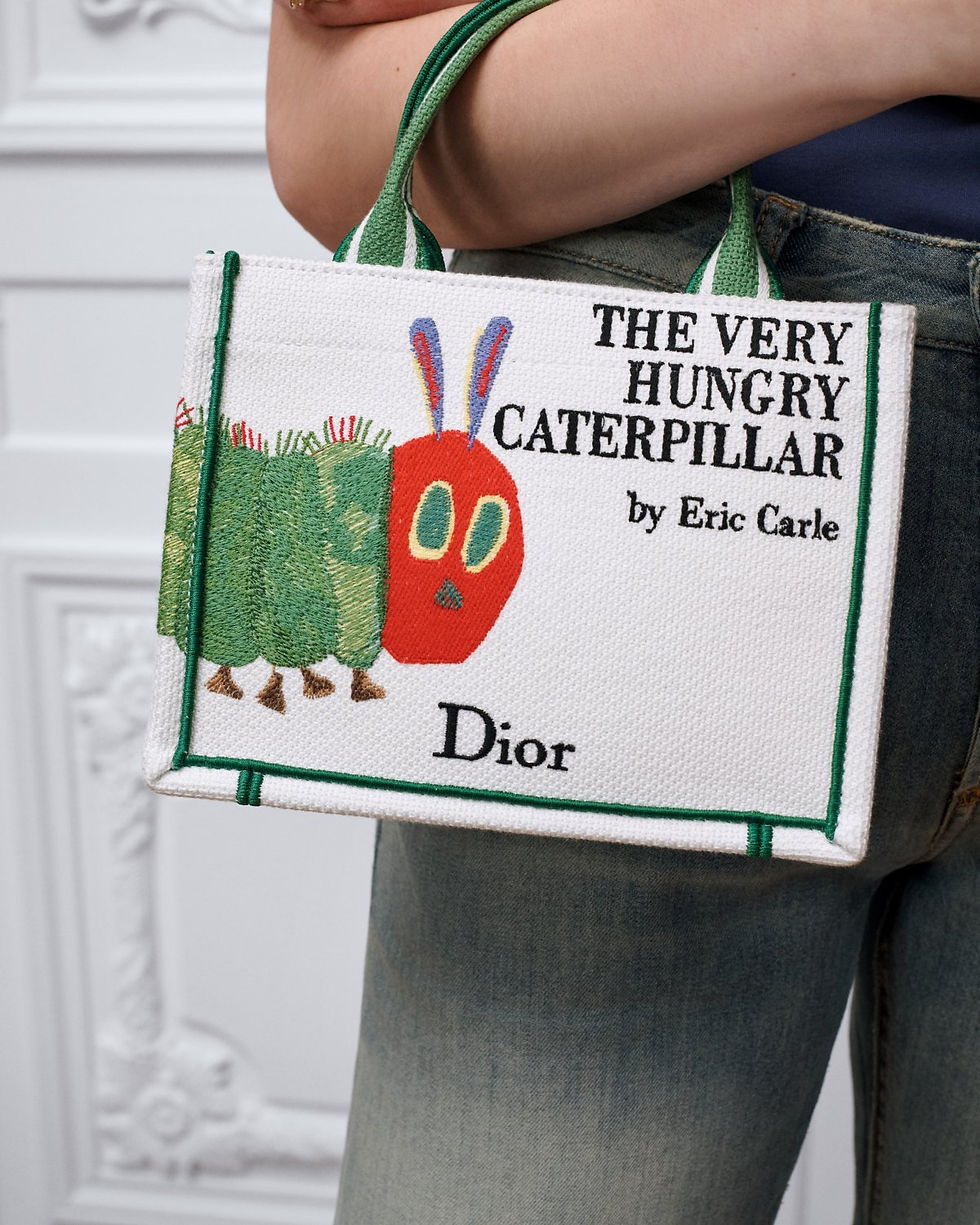 Dior Mini Book Tote with strap in multicolor cotton, The Very Hungry Caterpillar – view 2