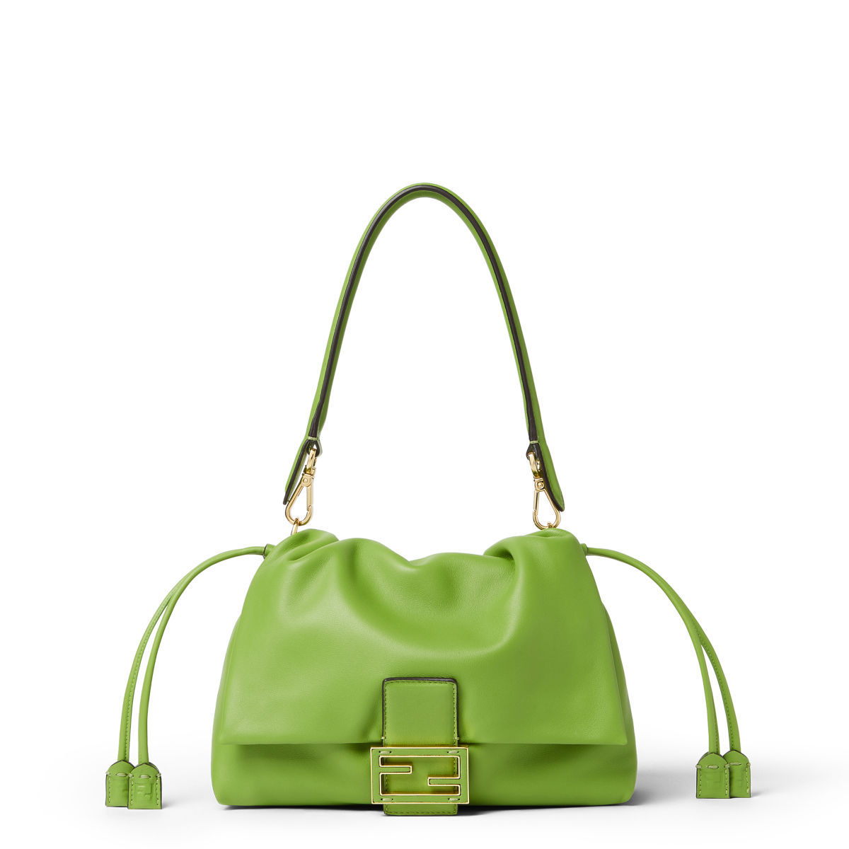 Fendi Baguette Soft Medium bag in forest green nappa leather – front view
