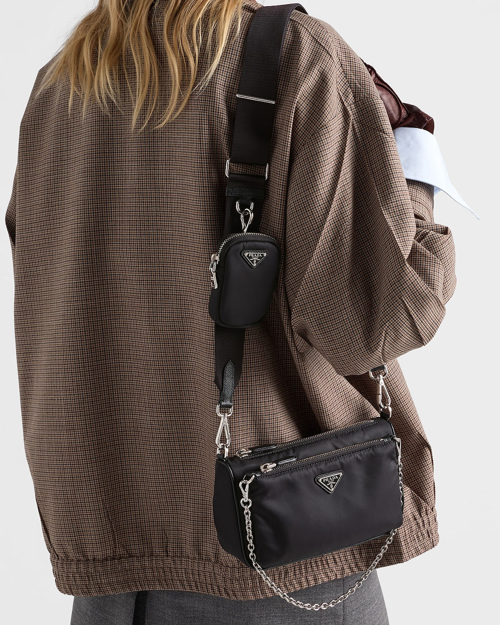 Thumbnail: Prada mini shoulder bag with chain in black Re-Nylon and Saffiano leather – view 8