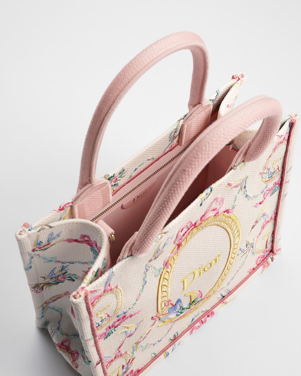 Thumbnail: Dior Qixi Small Book Tote with strap in pink Dior Colibri embroidery – view 4