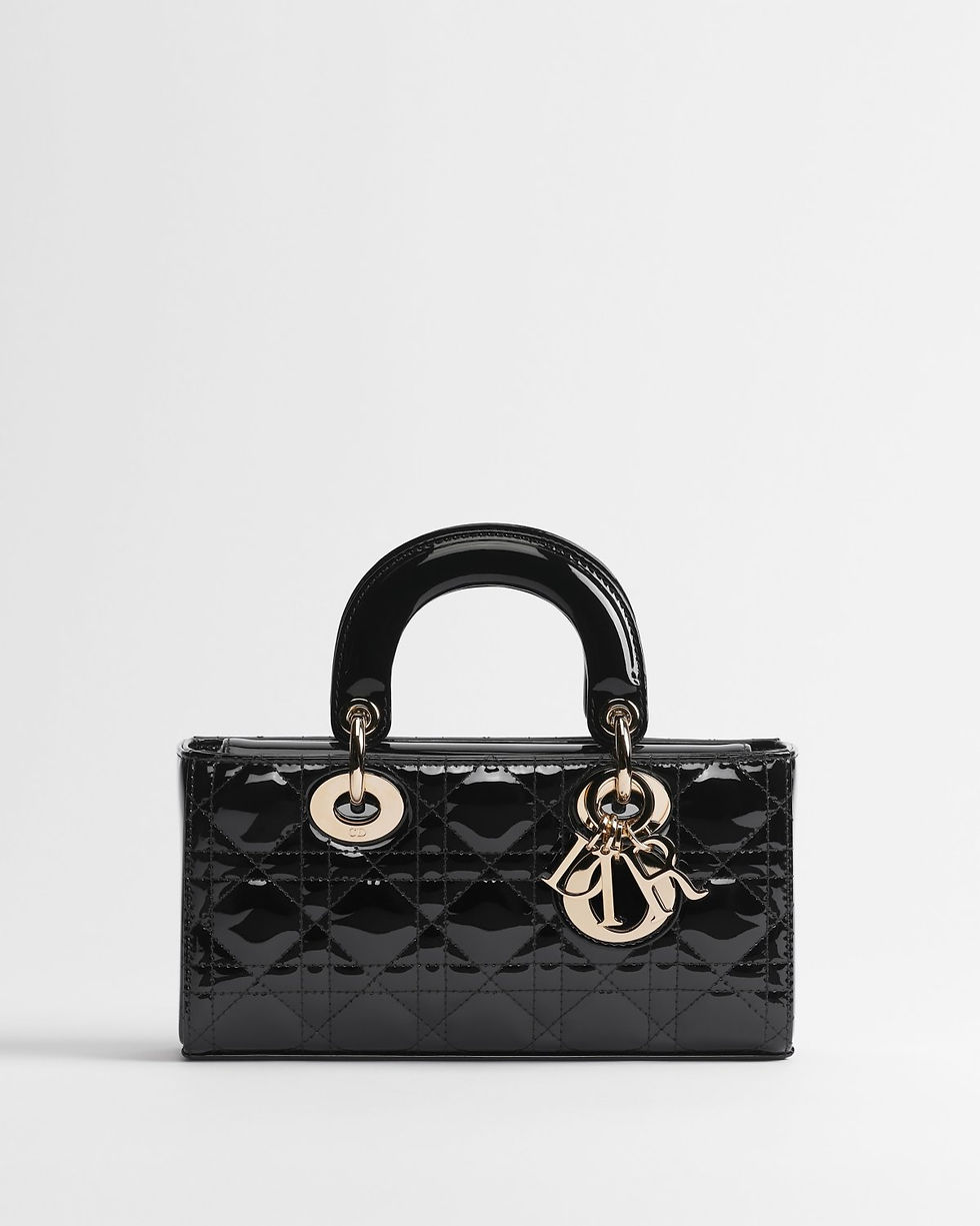 Thumbnail: Dior Small Lady D-Joy bag in black patent Cannage calfskin – front view