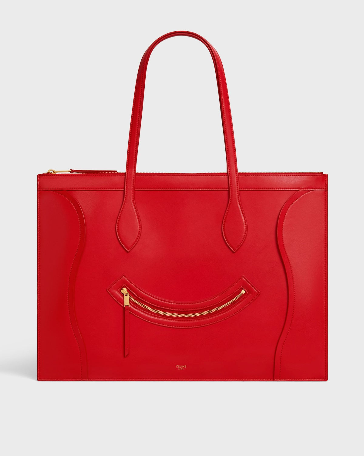 Celine Flat Luggage in Ultra Red Glossy Calfskin – front view