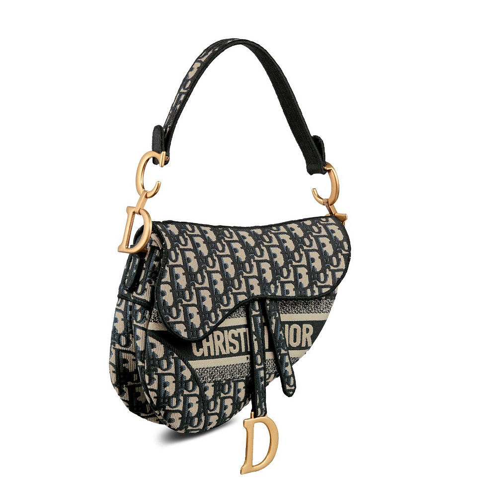 Thumbnail: Dior Saddle Bag in Blue Dior Oblique Embroidery – view 2