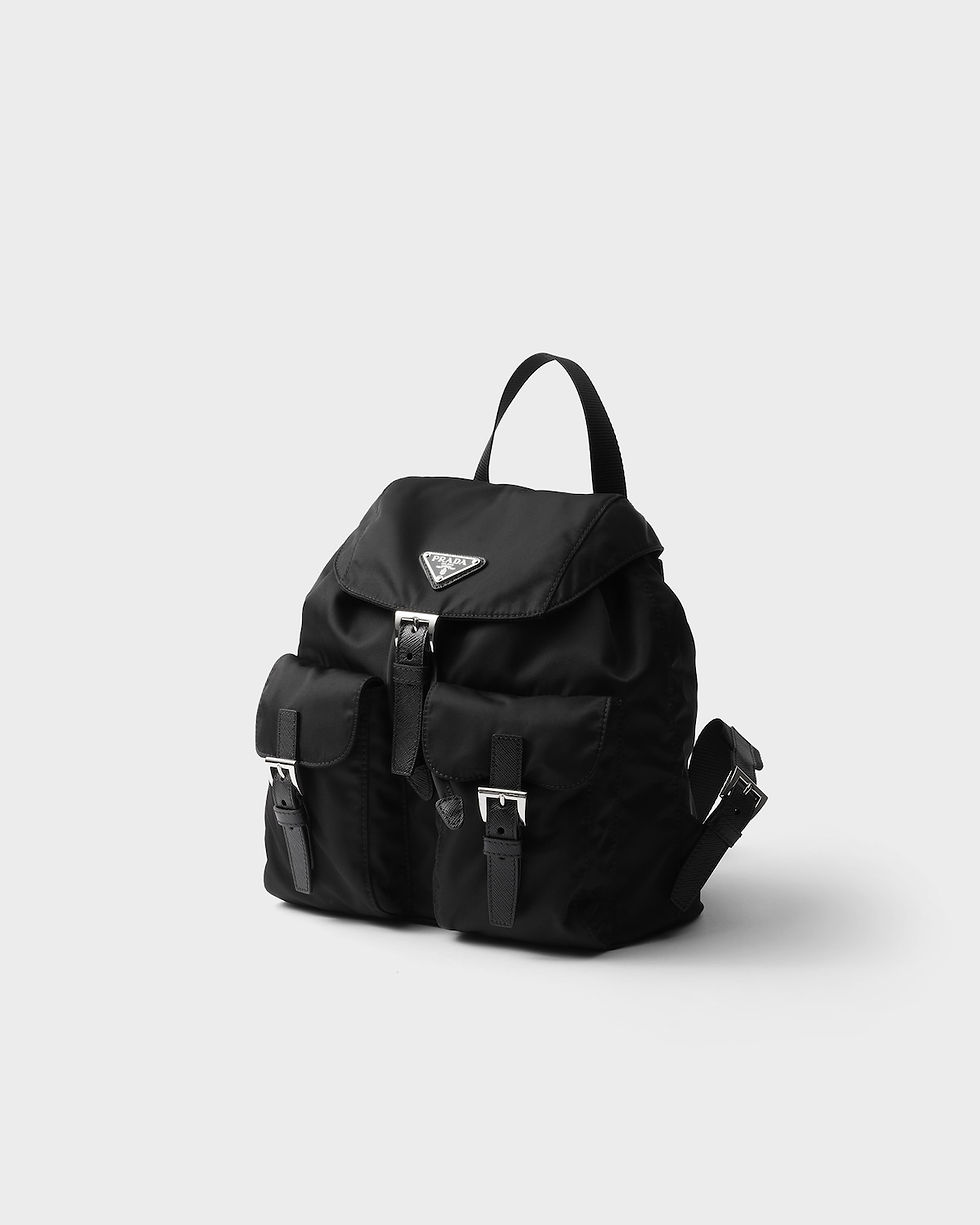 Thumbnail: Prada small backpack with front flap pockets in black Re-Nylon – view 3