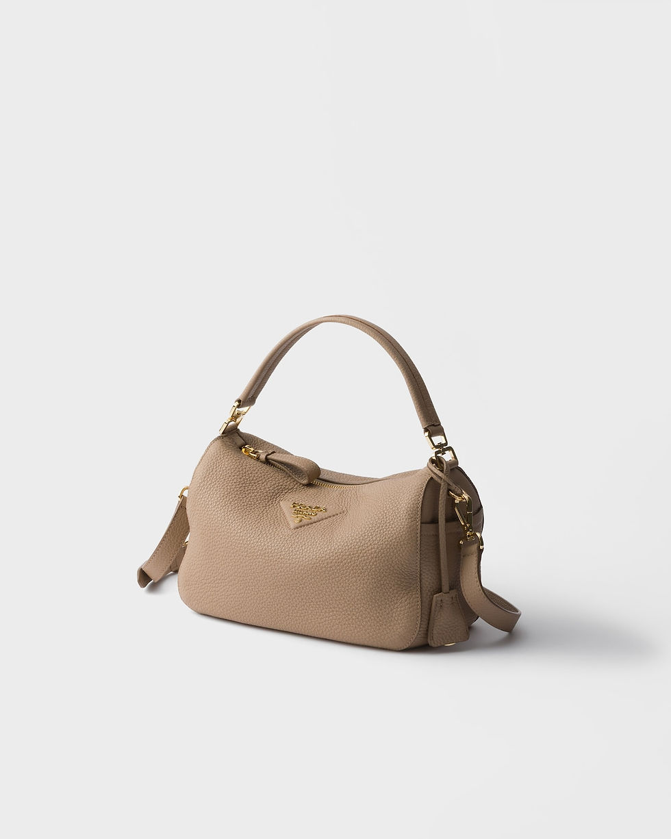 Thumbnail: Prada small shoulder bag in cameo beige calfskin – view 2